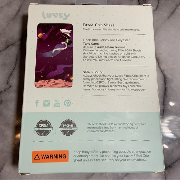 Luvsy Printed Crib Sheets "Space Baby" - Picture 4 of 7